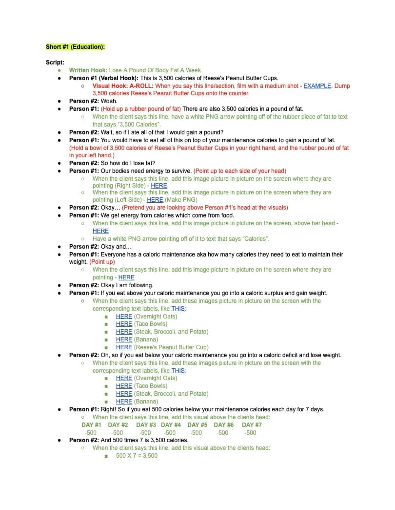 Short form script document